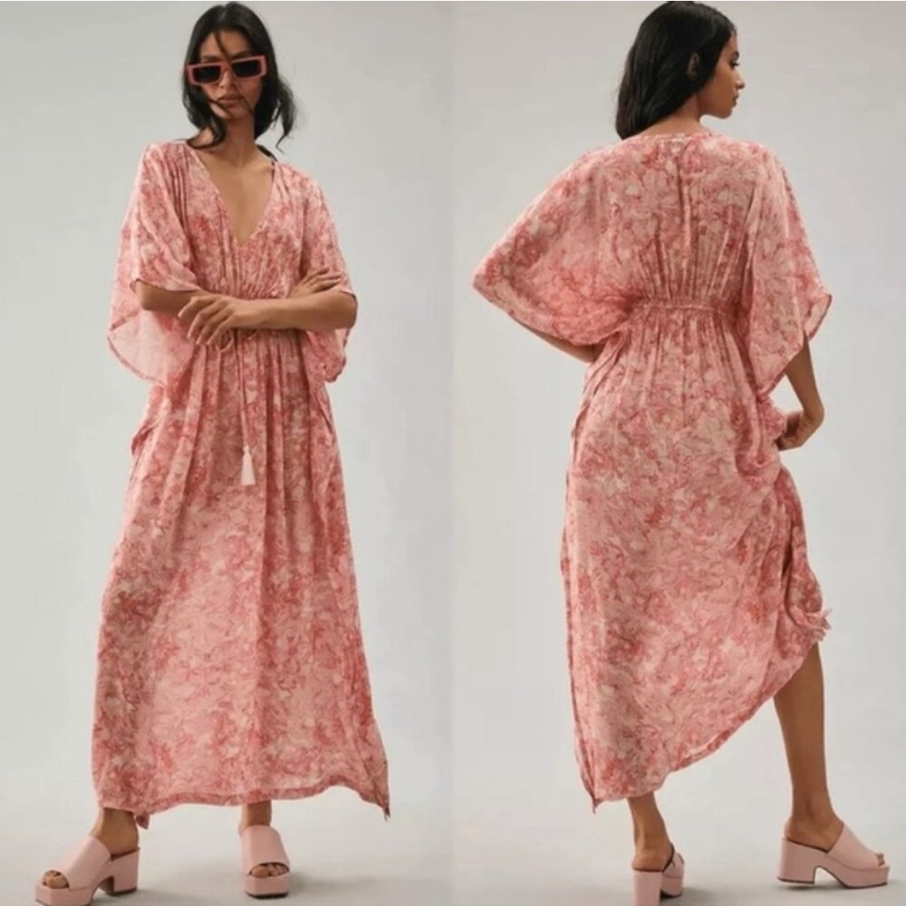 Rajuta Shetta Pink Floral Kaftan Dress - Size ALL